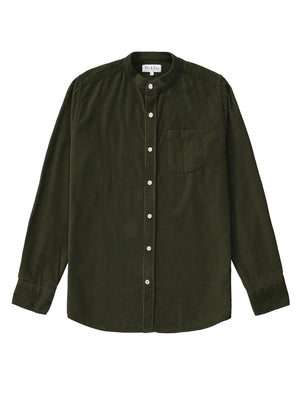 Dark Olive Cord Collarless Shirt - Fitz & Fro