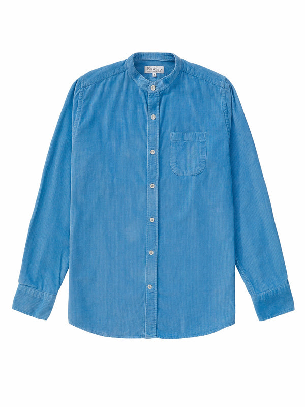 Dusty Blue Cord Collarless Shirt - Fitz & Fro