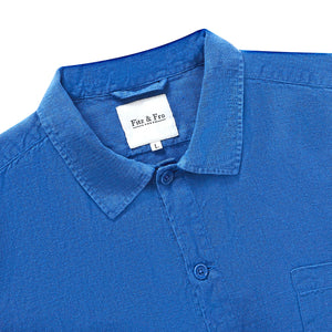 100% Linen Overshirt - 'The Miles' Blue