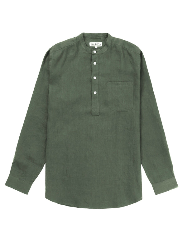 Organic Oxford Popover Shirt - Dark Green