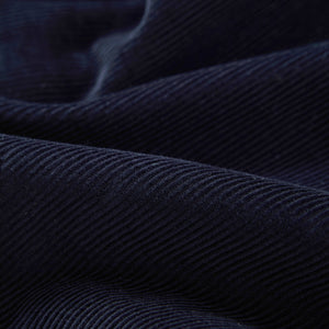 Cord Collarless Shirt - Navy Blue